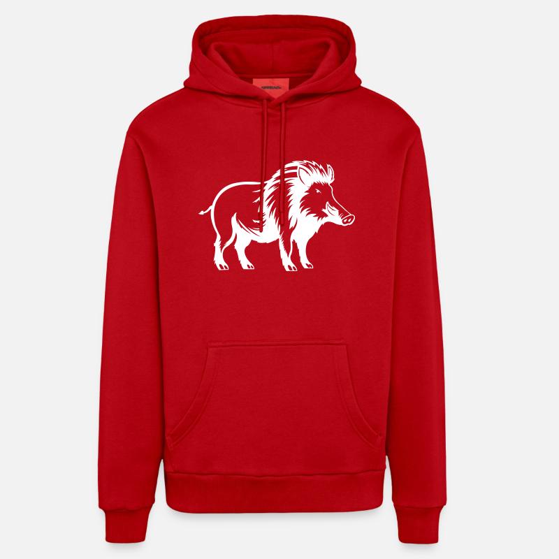 Sanglier 1 - Sweat à capuche bio décontracté fabriqué en UE - rouge