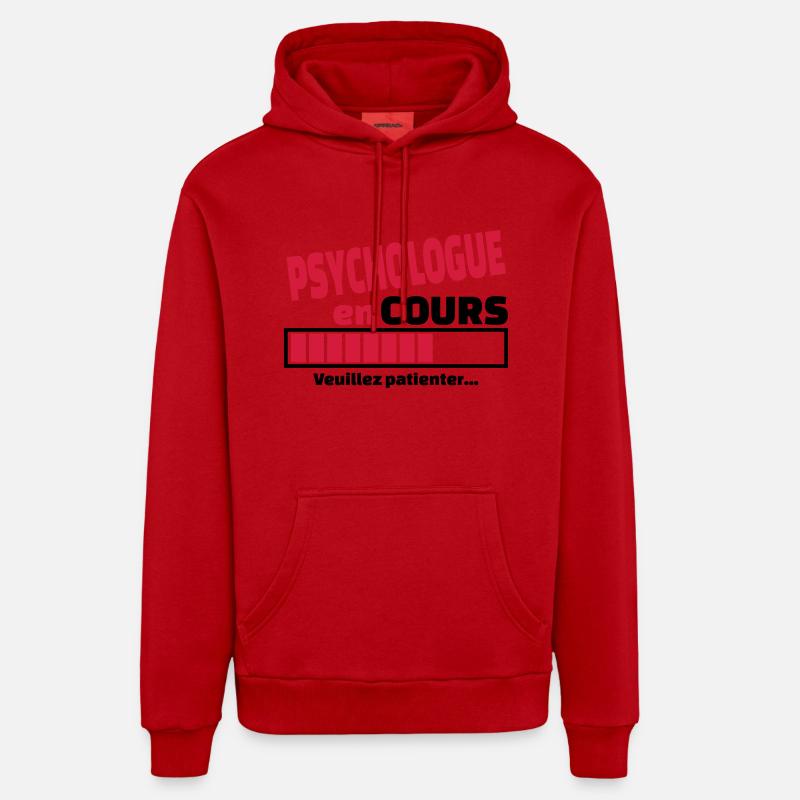 psychologue en cours - Sweat à capuche bio décontracté fabriqué en UE - rouge