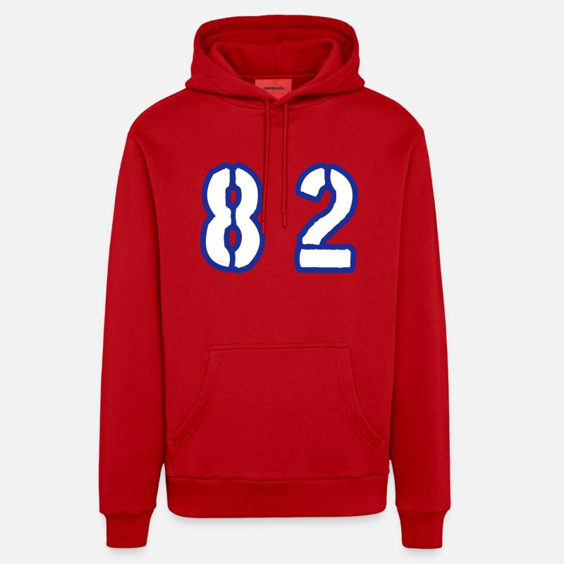 82 Symbole numérique - Sweat à capuche bio décontracté fabriqué en UE - rouge