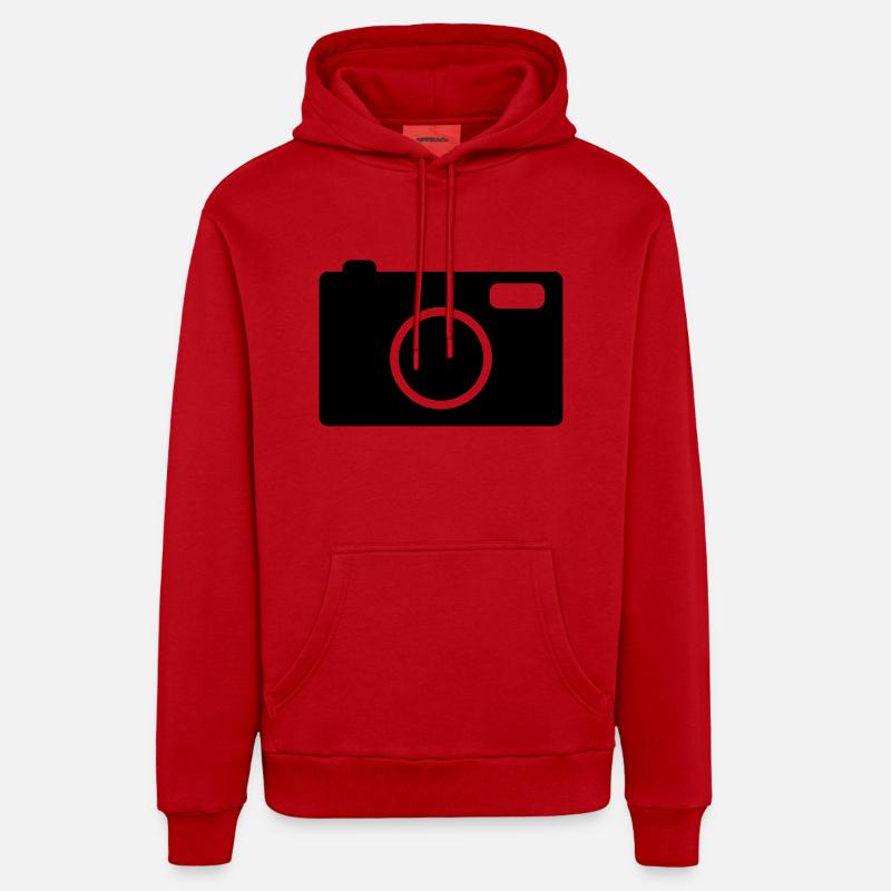camera - Sweat à capuche bio décontracté fabriqué en UE - rouge