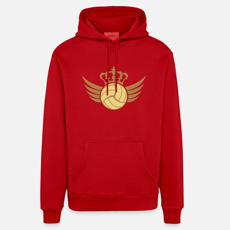 Volleyball Blazon Design - Sweat à capuche bio décontracté fabriqué en UE - rouge