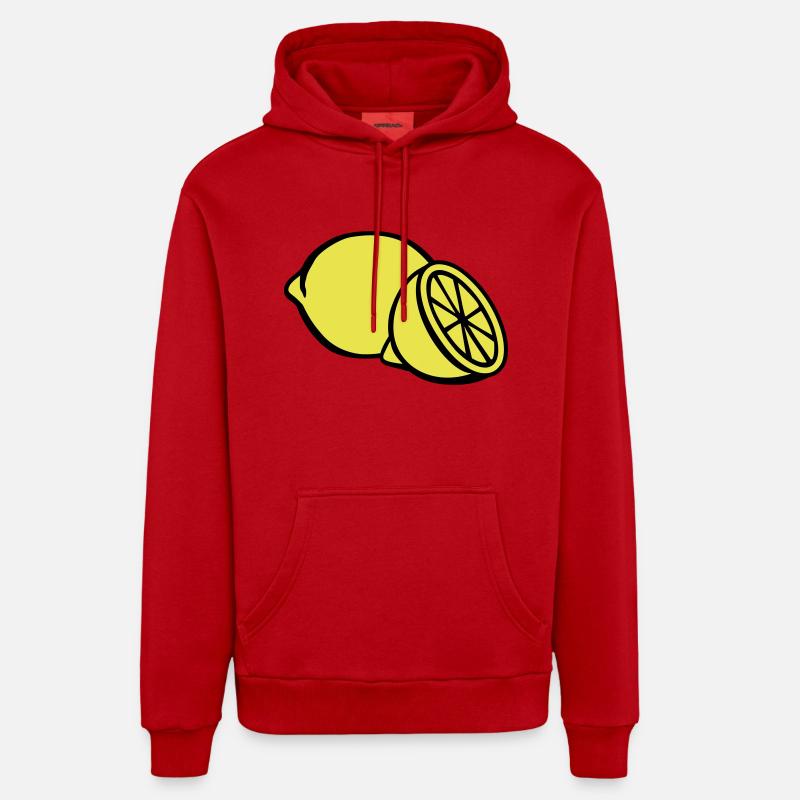 Citron - Sweat à capuche bio décontracté fabriqué en UE - rouge