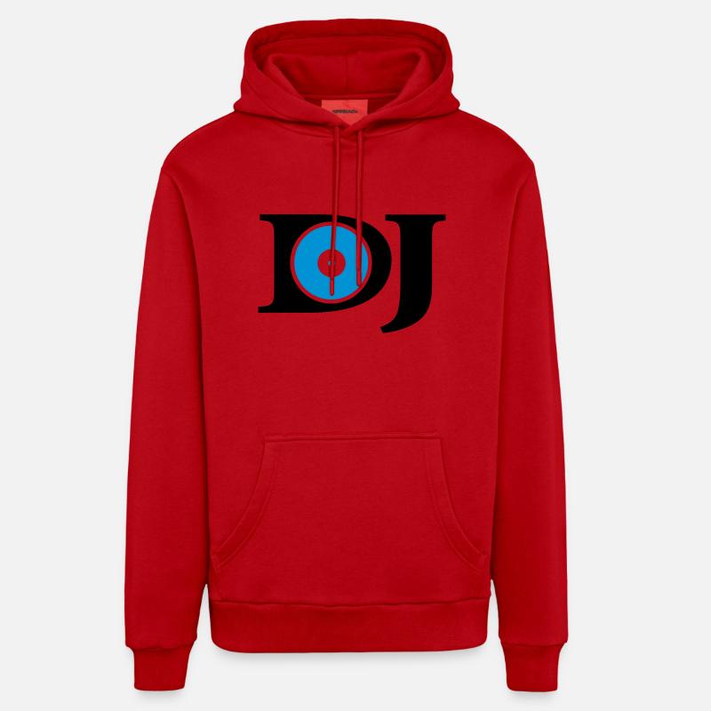 dj - Sweat à capuche bio décontracté fabriqué en UE - rouge