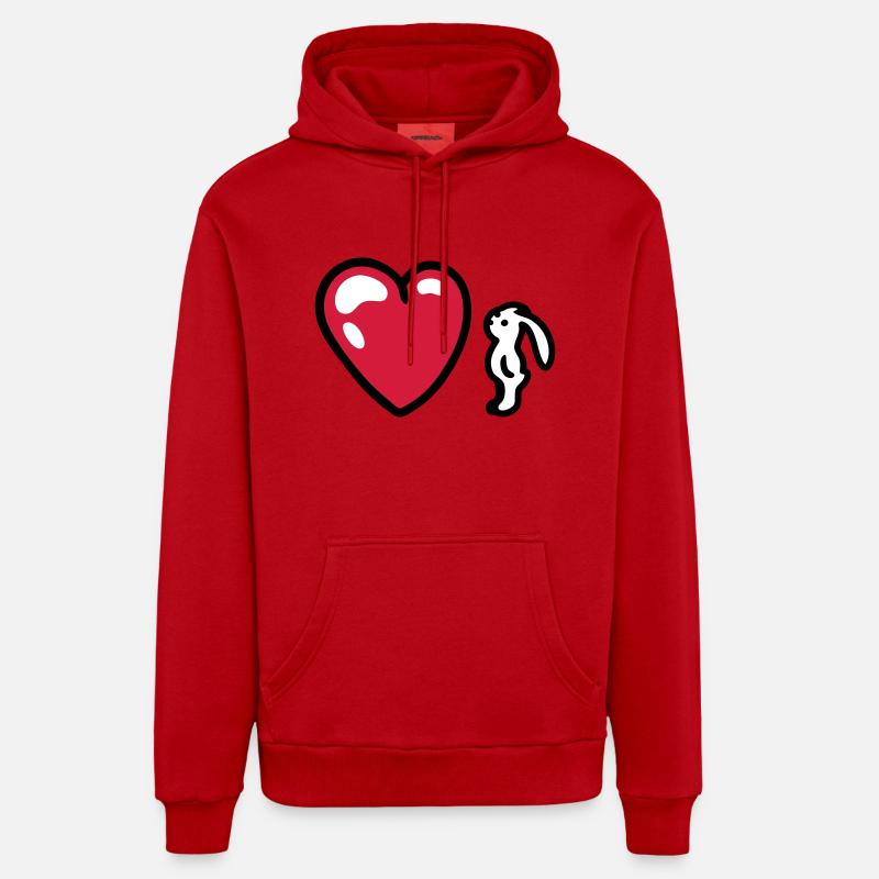 Lapin avec le coeur 3 - Sweat à capuche bio décontracté fabriqué en UE - rouge