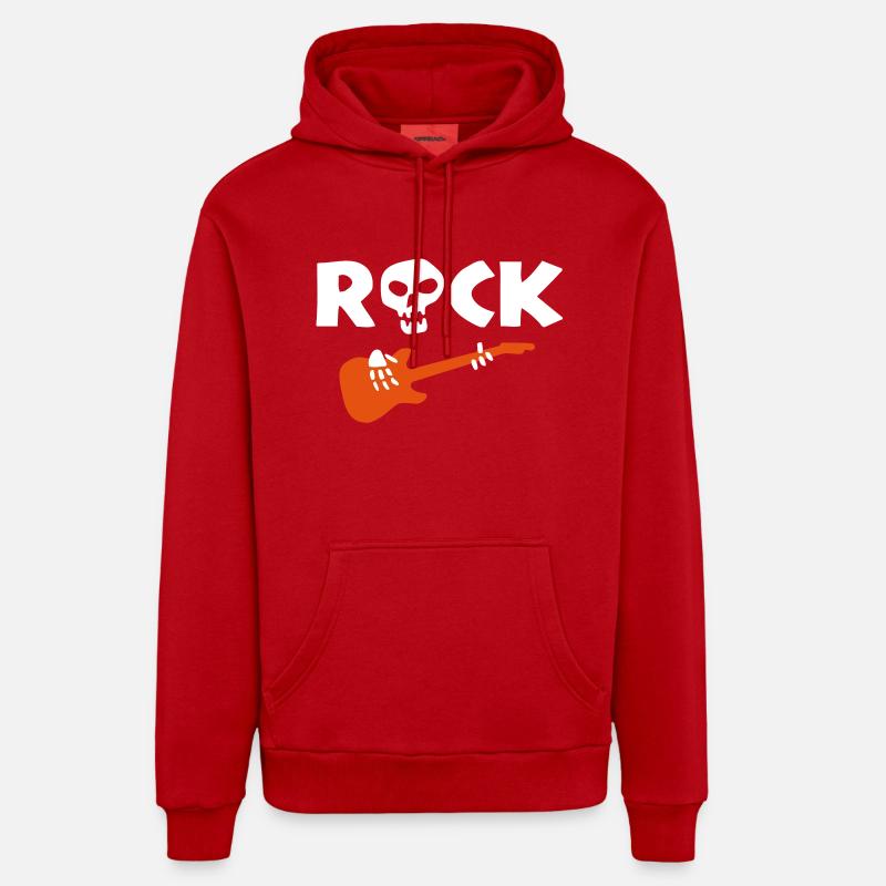 rock_skeleton_2c - Sweat à capuche bio décontracté fabriqué en UE - rouge