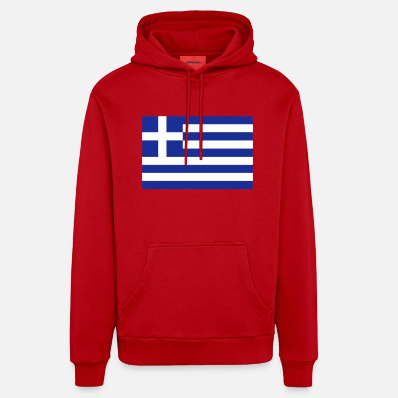 drapeau Grèce - Greece - Ελλάς - Sweat à capuche bio décontracté fabriqué en UE - rouge