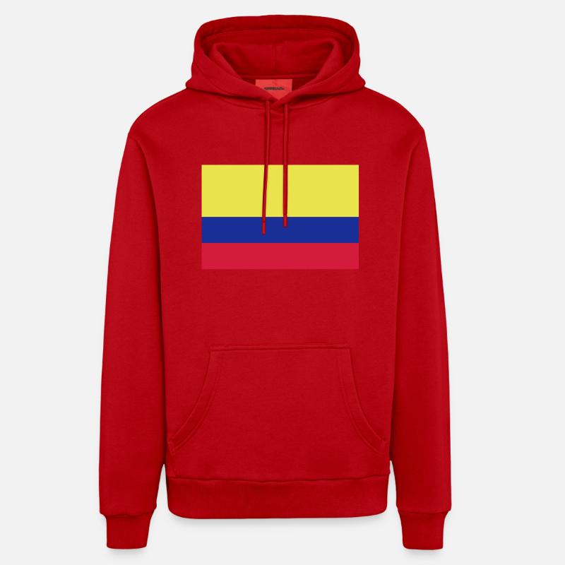 drapeau_colombie - Sweat à capuche bio décontracté fabriqué en UE - rouge