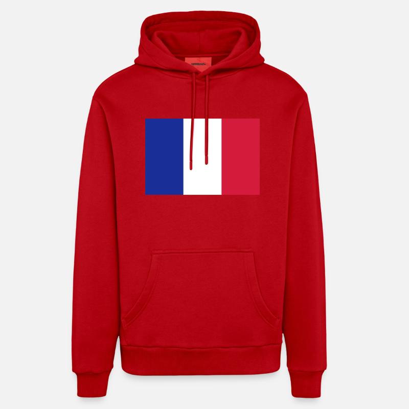 Drapeau français / French flag - Sweat à capuche bio décontracté fabriqué en UE - rouge