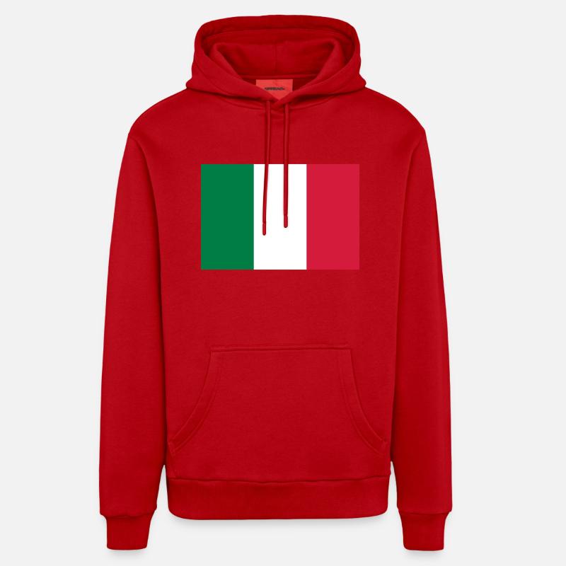 Drapeau Italie / Italian flag - Sweat à capuche bio décontracté fabriqué en UE - rouge