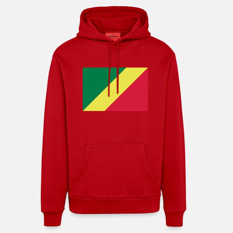 Drapeau Congo / Congo flag - Sweat à capuche bio décontracté fabriqué en UE - rouge
