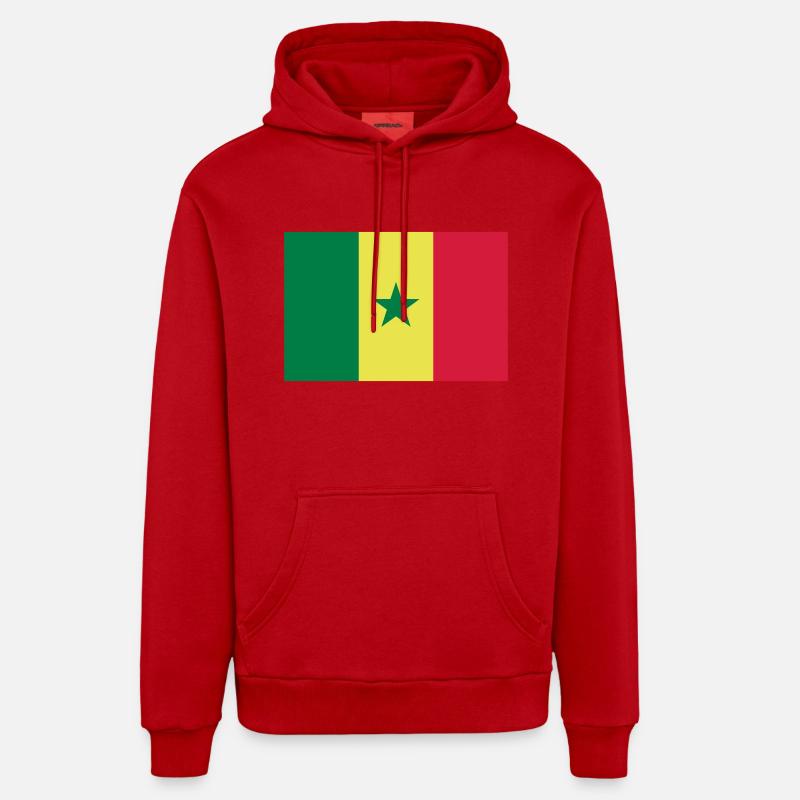 Drapeau Sénégal / Senegal flag - Sweat à capuche bio décontracté fabriqué en UE - rouge