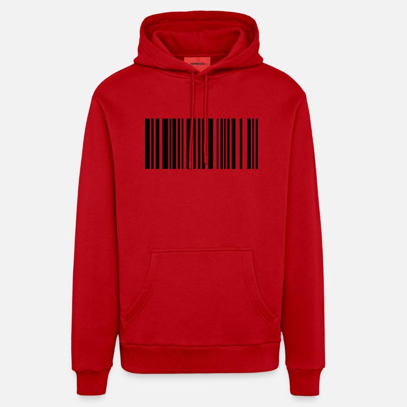 barcode - Sweat à capuche bio décontracté fabriqué en UE - rouge