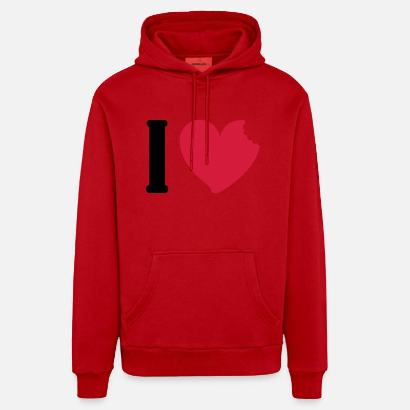 J'aime manger - Sweat à capuche bio décontracté fabriqué en UE - rouge