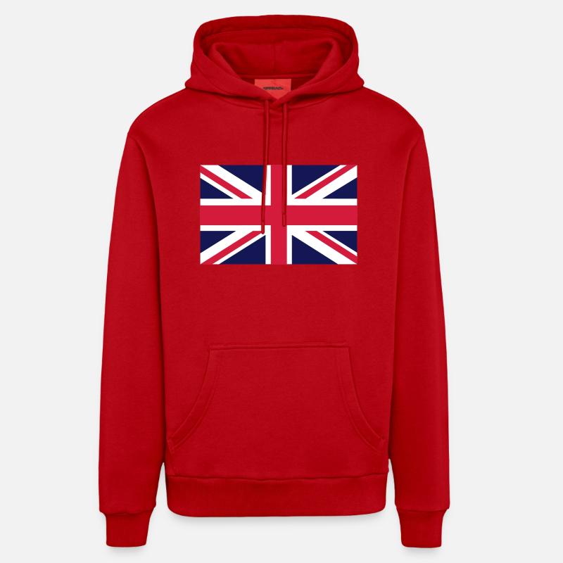 Drapeau britannique - Sweat à capuche bio décontracté fabriqué en UE - rouge