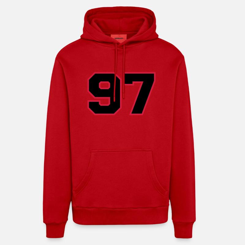 Number97 - Sweat à capuche bio décontracté fabriqué en UE - rouge