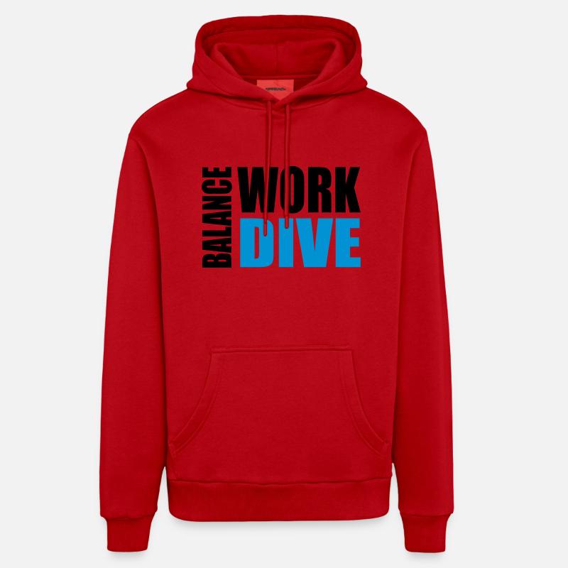 WORKDIVEBALANCE - Sweat à capuche bio décontracté fabriqué en UE - rouge