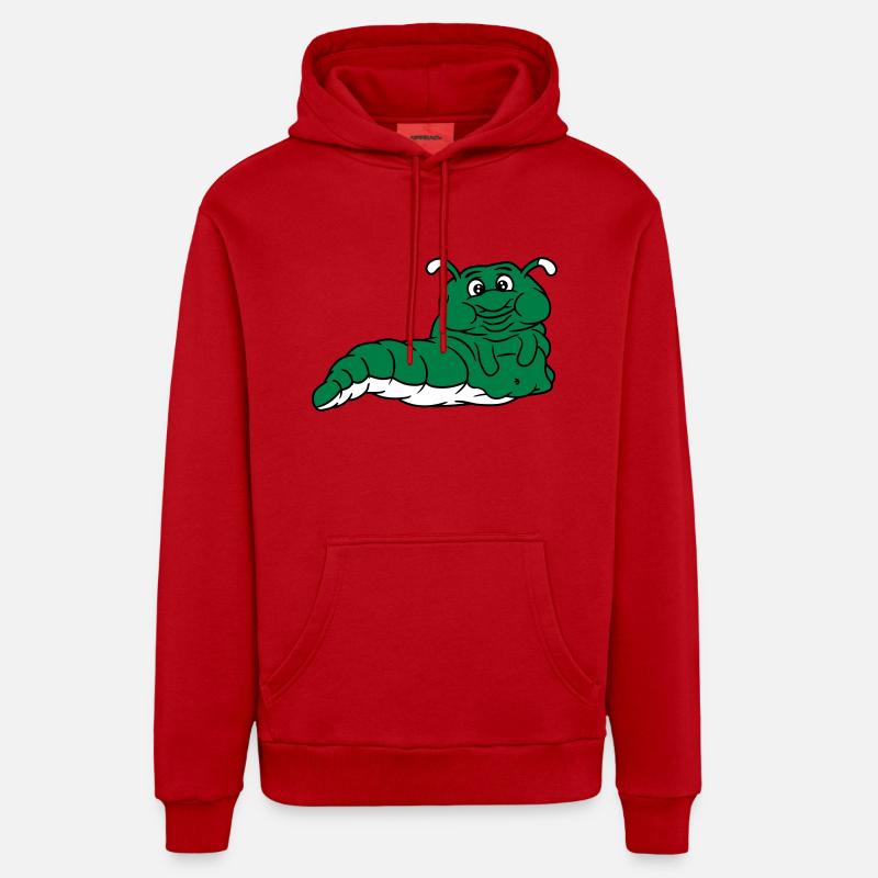 fed fedt overvægt sult spise spiser fuld orm snegl - Organic relaxed hoodie made in EU - rød