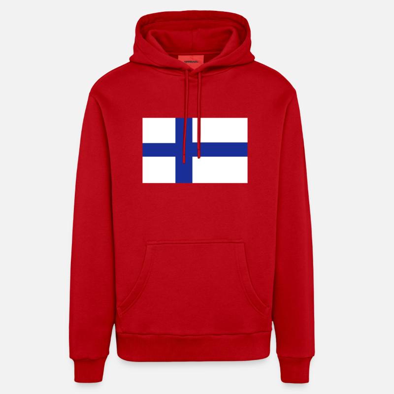 Finlande flag - Sweat à capuche bio décontracté fabriqué en UE - rouge