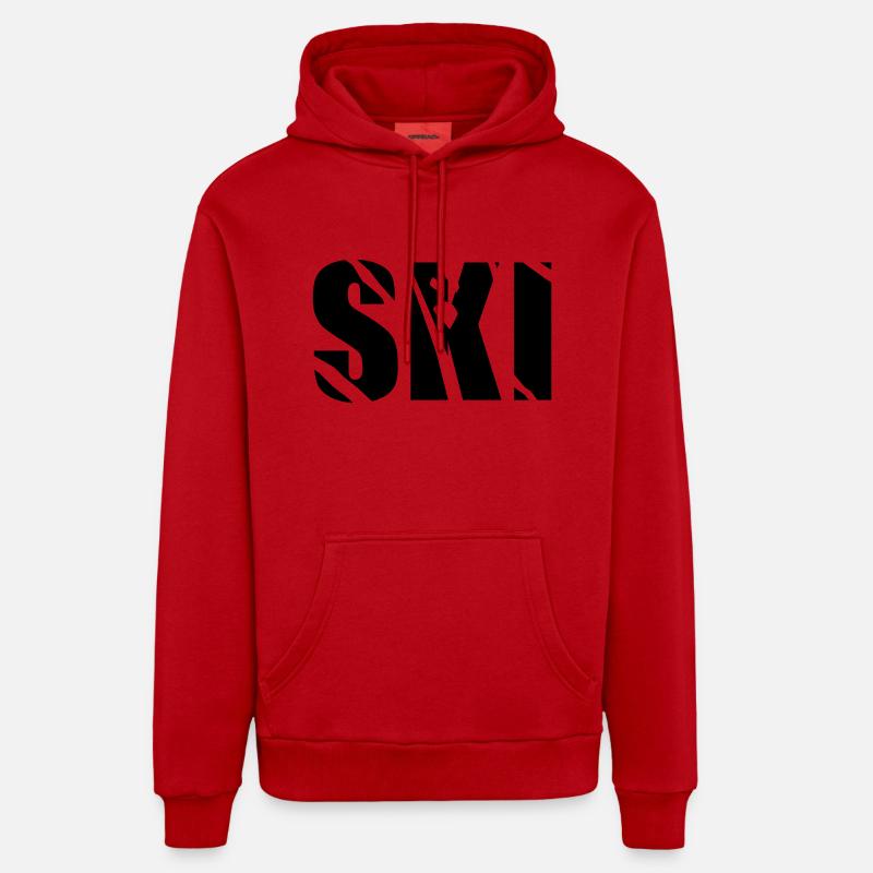 ski - Sweat à capuche bio décontracté fabriqué en UE - rouge