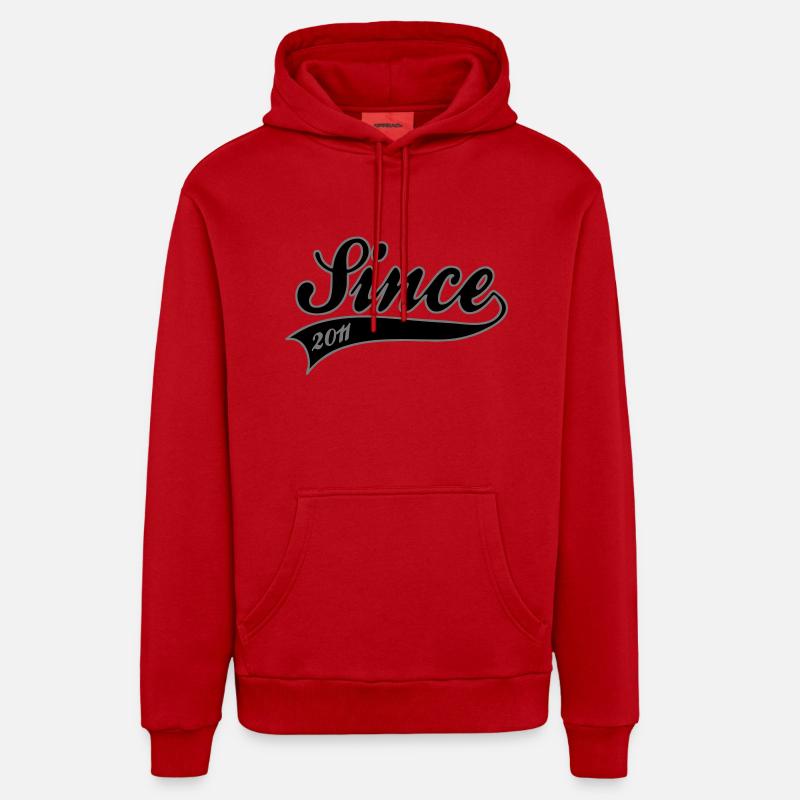 anniversaire - Since 2011 - Sweat à capuche bio décontracté fabriqué en UE - rouge