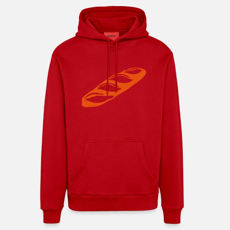 baguette pain 1 - Sweat à capuche bio décontracté fabriqué en UE - rouge