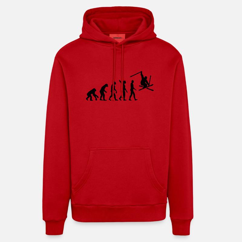 Evolution Ski - Sweat à capuche bio décontracté fabriqué en UE - rouge