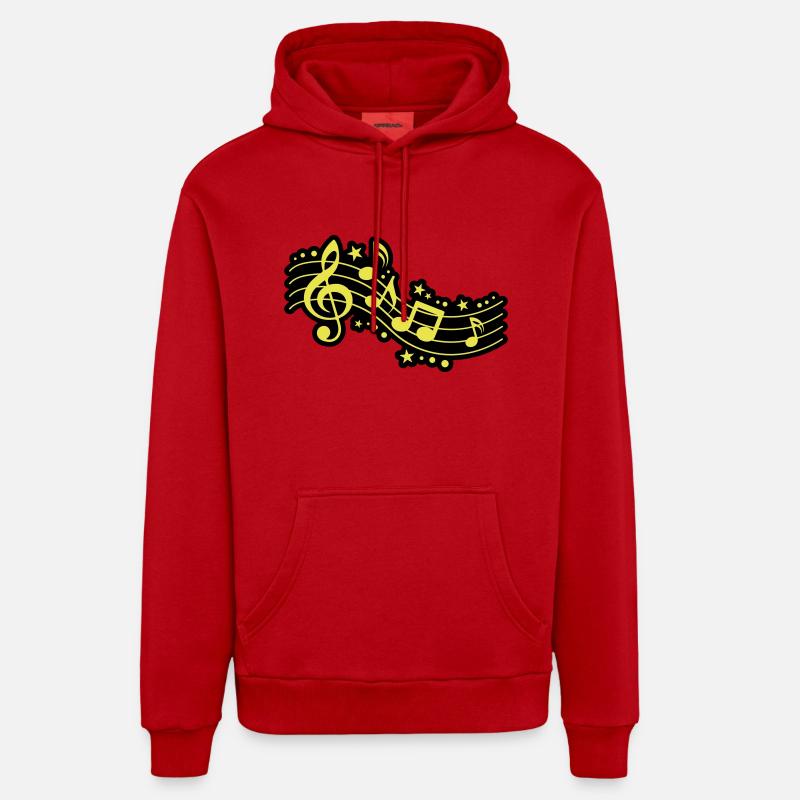 Notes de musique Clef Musique - Sweat à capuche bio décontracté fabriqué en UE - rouge
