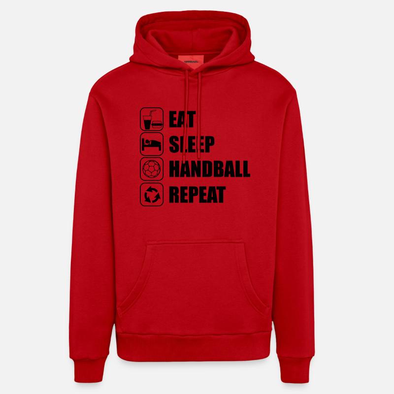 EAT SLEEP HANDBALL - Sweat à capuche bio décontracté fabriqué en UE - rouge