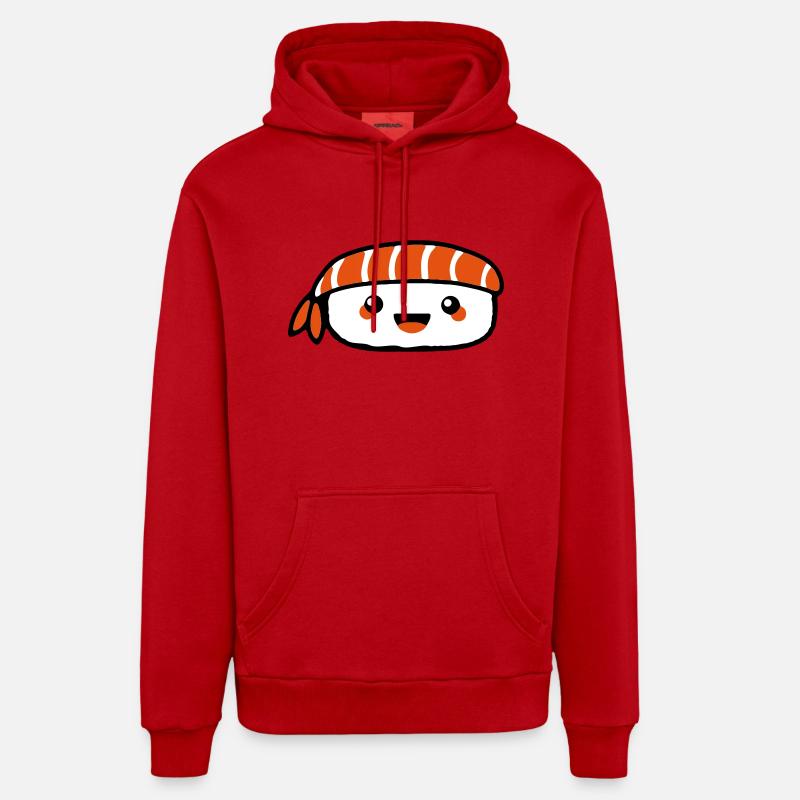 sushi - Sweat à capuche bio décontracté fabriqué en UE - rouge