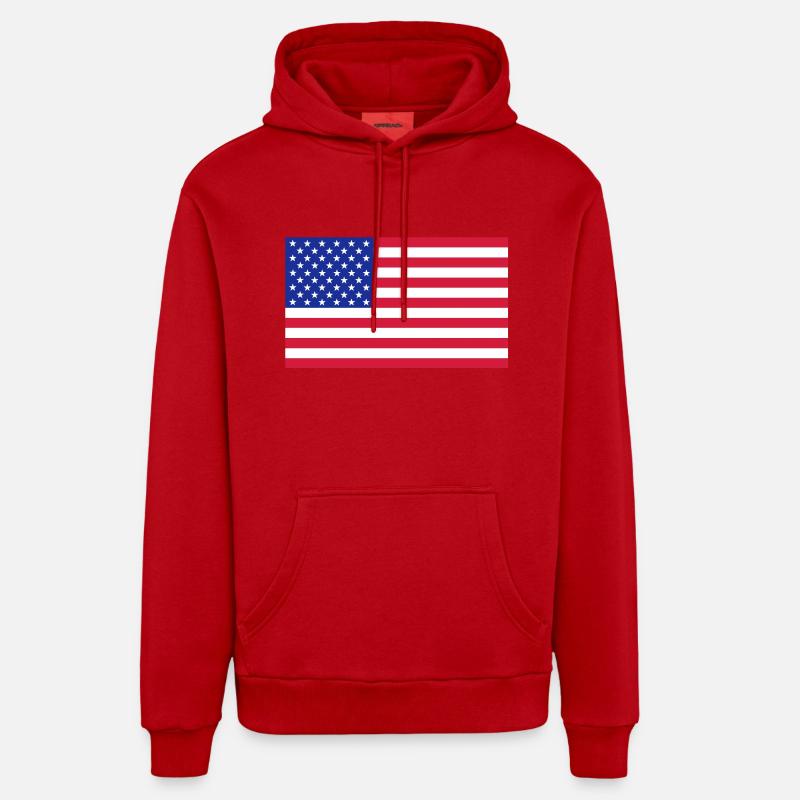 drapeau_etats_unis - Sweat à capuche bio décontracté fabriqué en UE - rouge