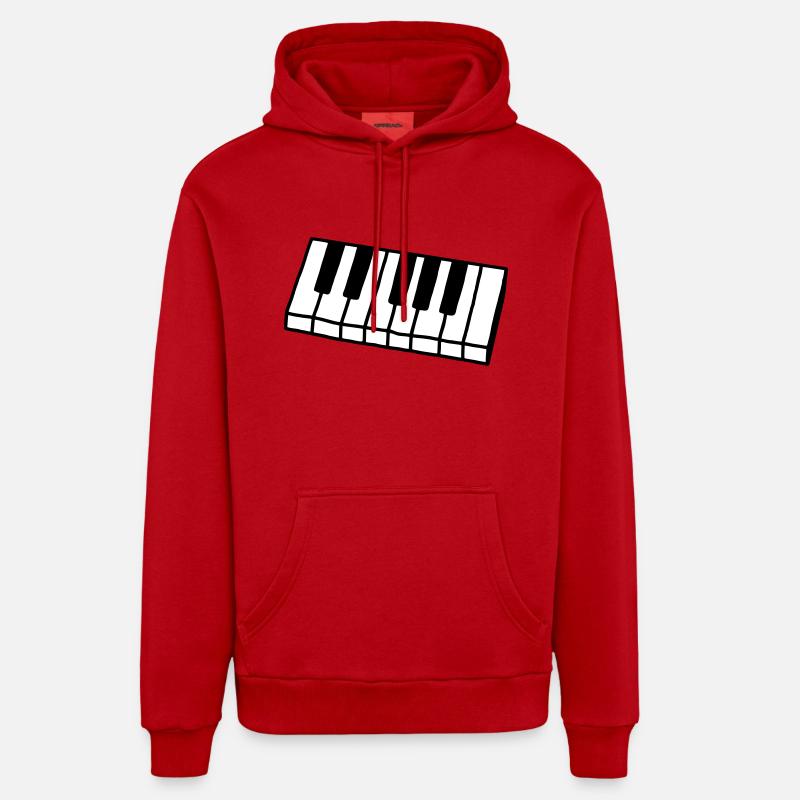 Piano - Clavier - V2 - Sweat à capuche bio décontracté fabriqué en UE - rouge