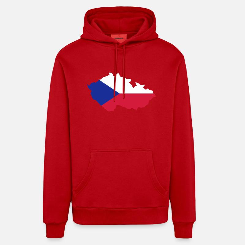République tchèque - Sweat à capuche bio décontracté fabriqué en UE - rouge