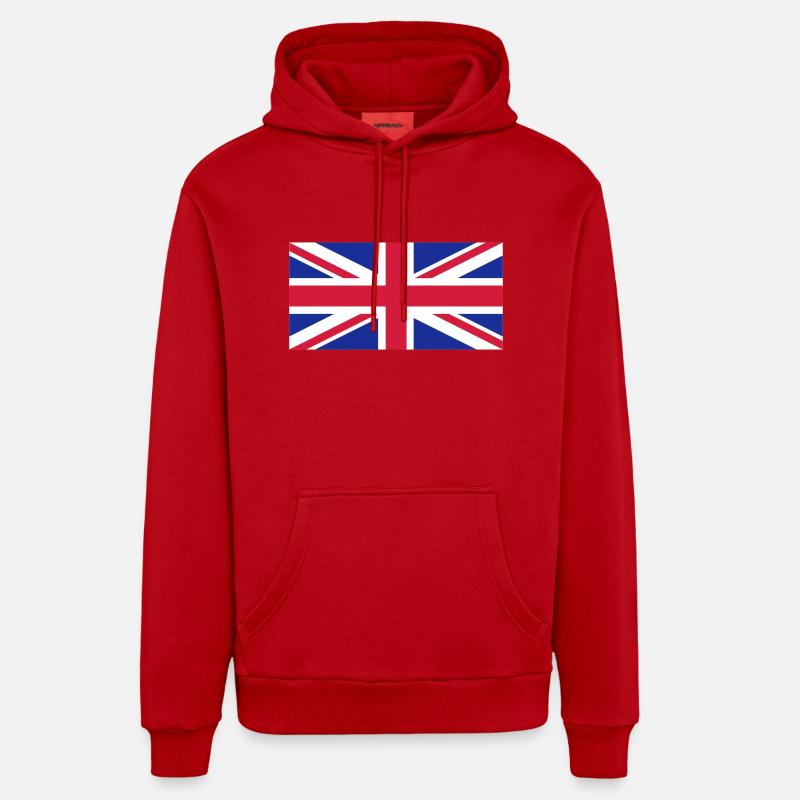 Royaume-Uni - Union Jack - Sweat à capuche bio décontracté fabriqué en UE - rouge