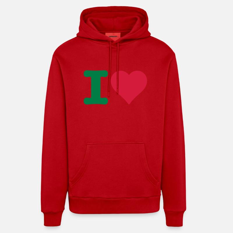 Ilove - Sweat à capuche bio décontracté fabriqué en UE - rouge