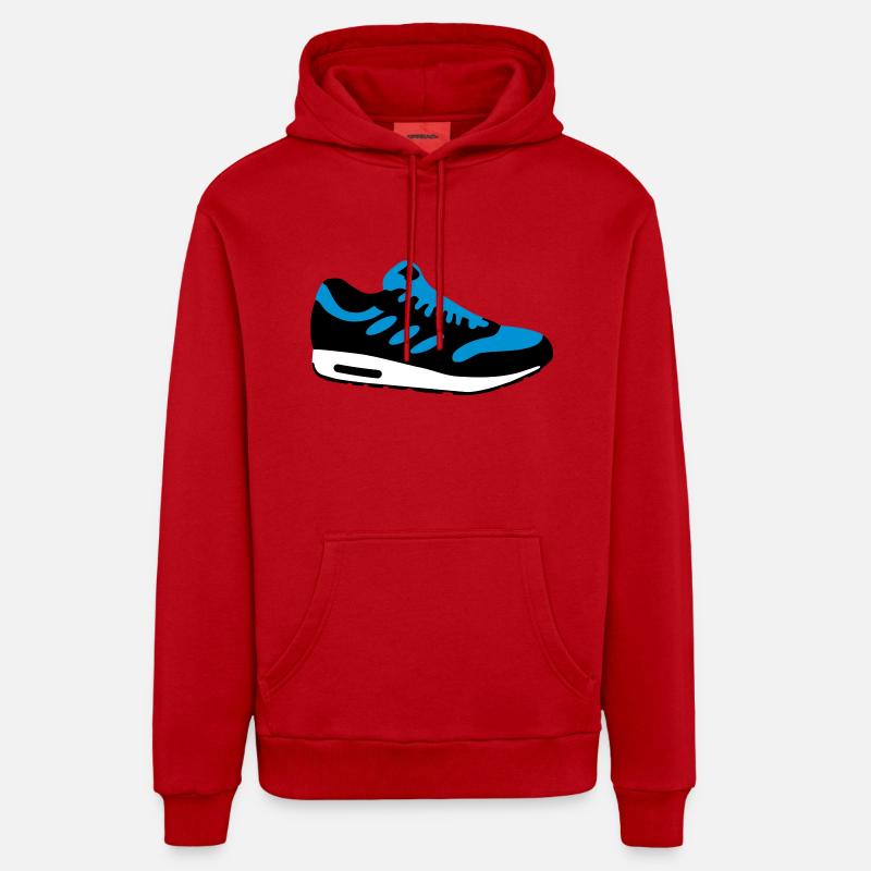 schuh__f3 - Sweat à capuche bio décontracté fabriqué en UE - rouge