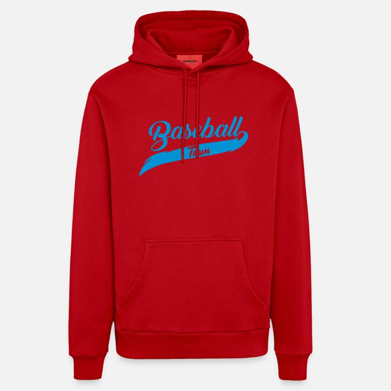Équipe de baseball - Sweat à capuche bio décontracté fabriqué en UE - rouge