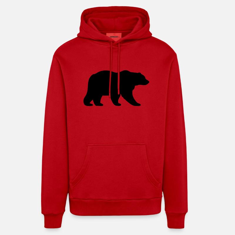 ours - Sweat à capuche bio décontracté fabriqué en UE - rouge