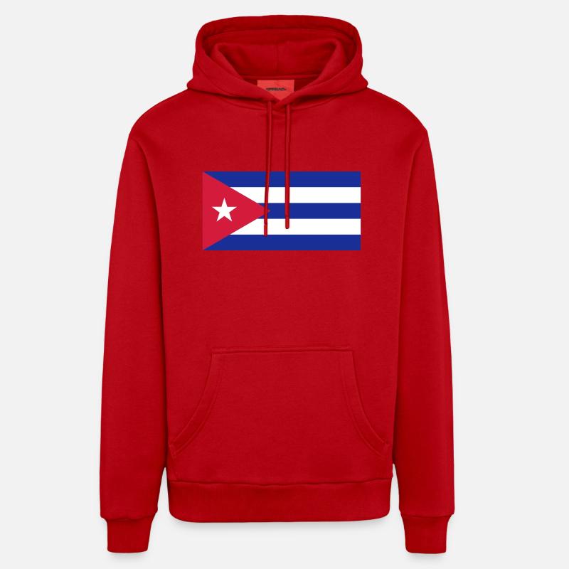 cuba flag - Sweat à capuche bio décontracté fabriqué en UE - rouge