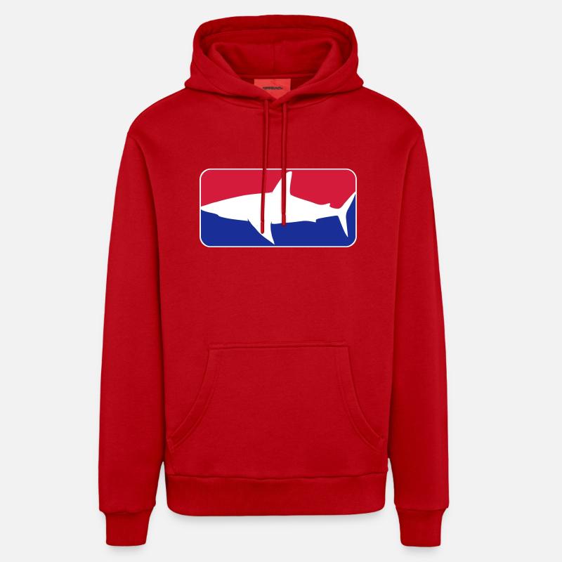 league_shark_vec_3 fr - Sweat à capuche bio décontracté fabriqué en UE - rouge