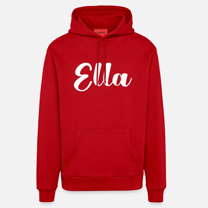 Nom d’Ella - Sweat à capuche bio décontracté fabriqué en UE - rouge