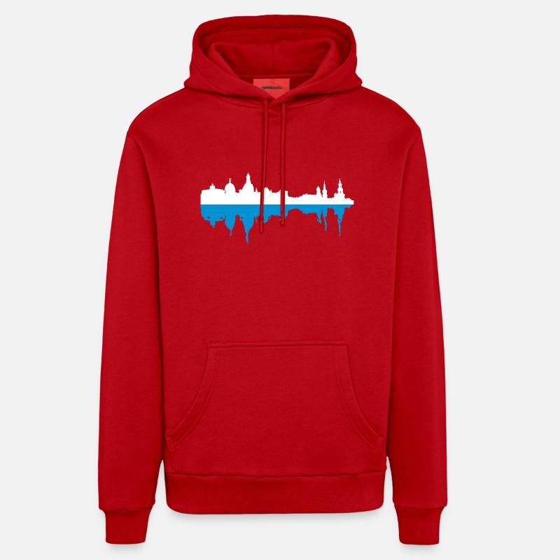 Dresde horizon 2farbig - Sweat à capuche bio décontracté fabriqué en UE - rouge