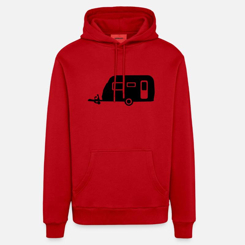 Camping - Sweat à capuche bio décontracté fabriqué en UE - rouge
