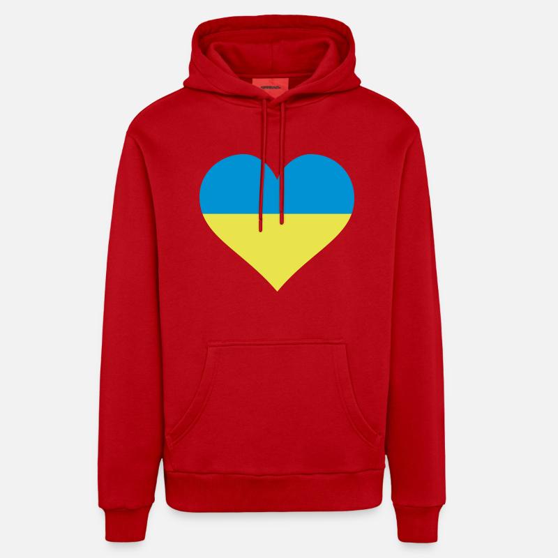 coeur ukraine - Sweat à capuche bio décontracté fabriqué en UE - rouge