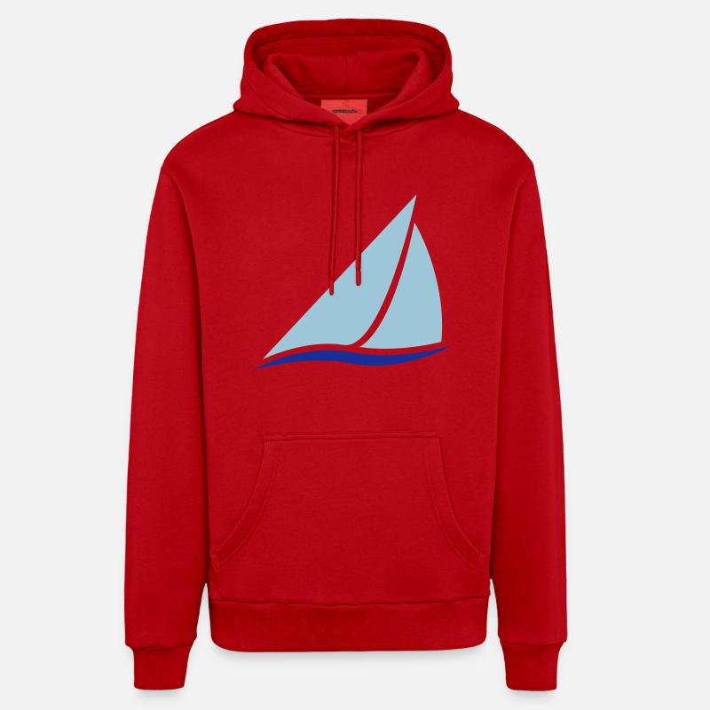 Sailing Boat Logo - Sweat à capuche bio décontracté fabriqué en UE - rouge