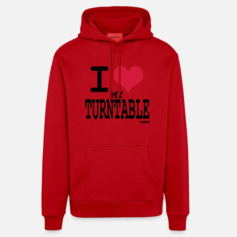 i love turntable by wam - Sweat à capuche bio décontracté fabriqué en UE - rouge