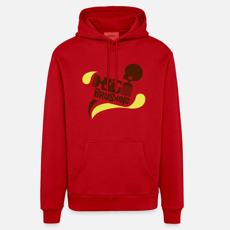 Big brushing - Sweat à capuche bio décontracté fabriqué en UE - rouge