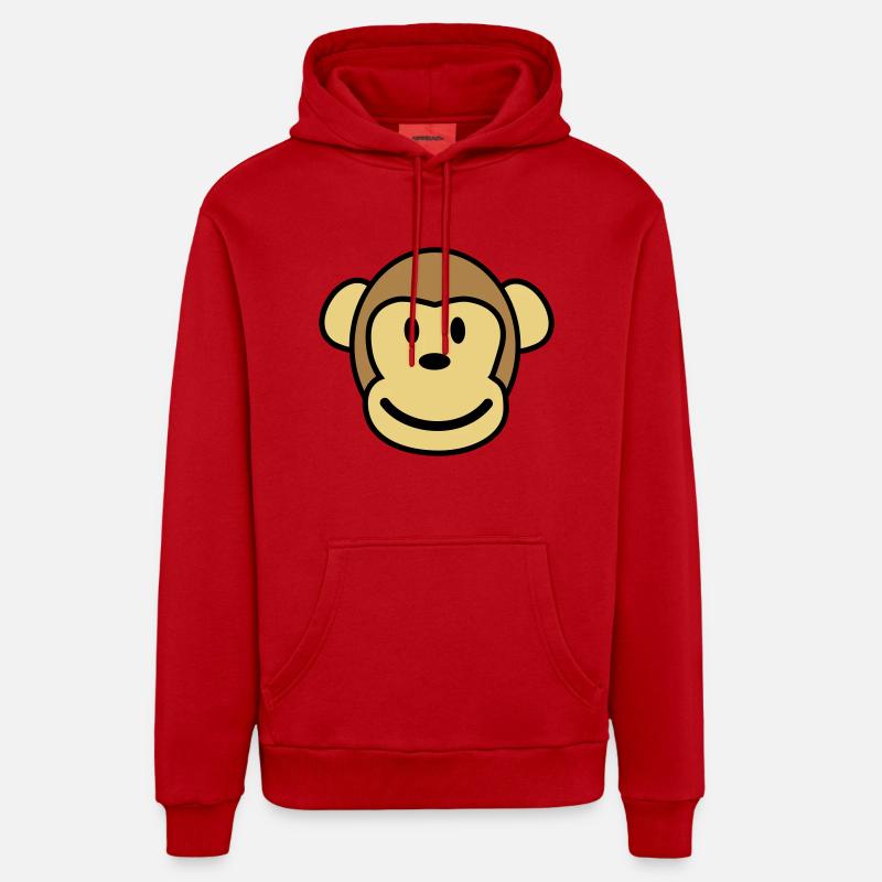 Happy Monkey Glücklicher Affe - Sweat à capuche bio décontracté fabriqué en UE - rouge