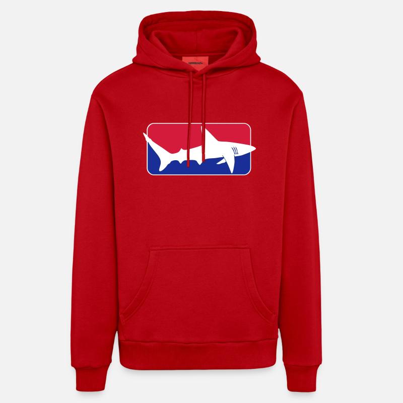 league_shark x_vec_3 fr - Sweat à capuche bio décontracté fabriqué en UE - rouge