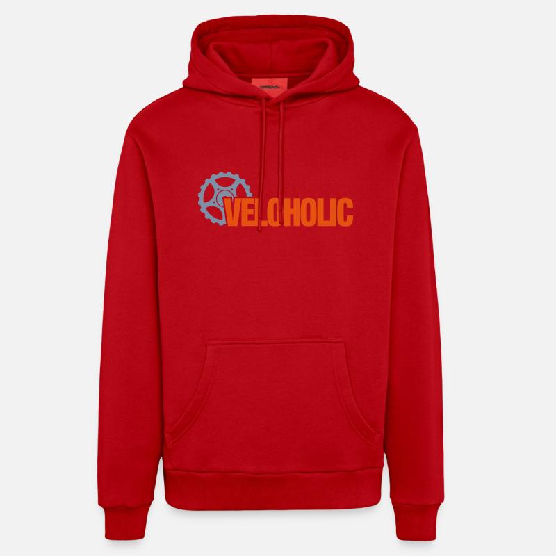 veloholic - Sweat à capuche bio décontracté fabriqué en UE - rouge