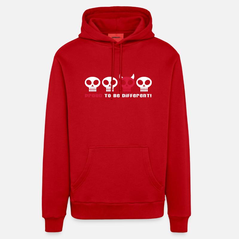 DIFFERENT PUNKY SKULLS - 2C - Organic Relaxed Hoodie Made in EU - red